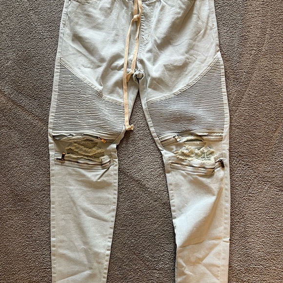 AMERICAN BAZI Brand drawstring pull-up distress light DENIM pants. - Picture 2 of 4